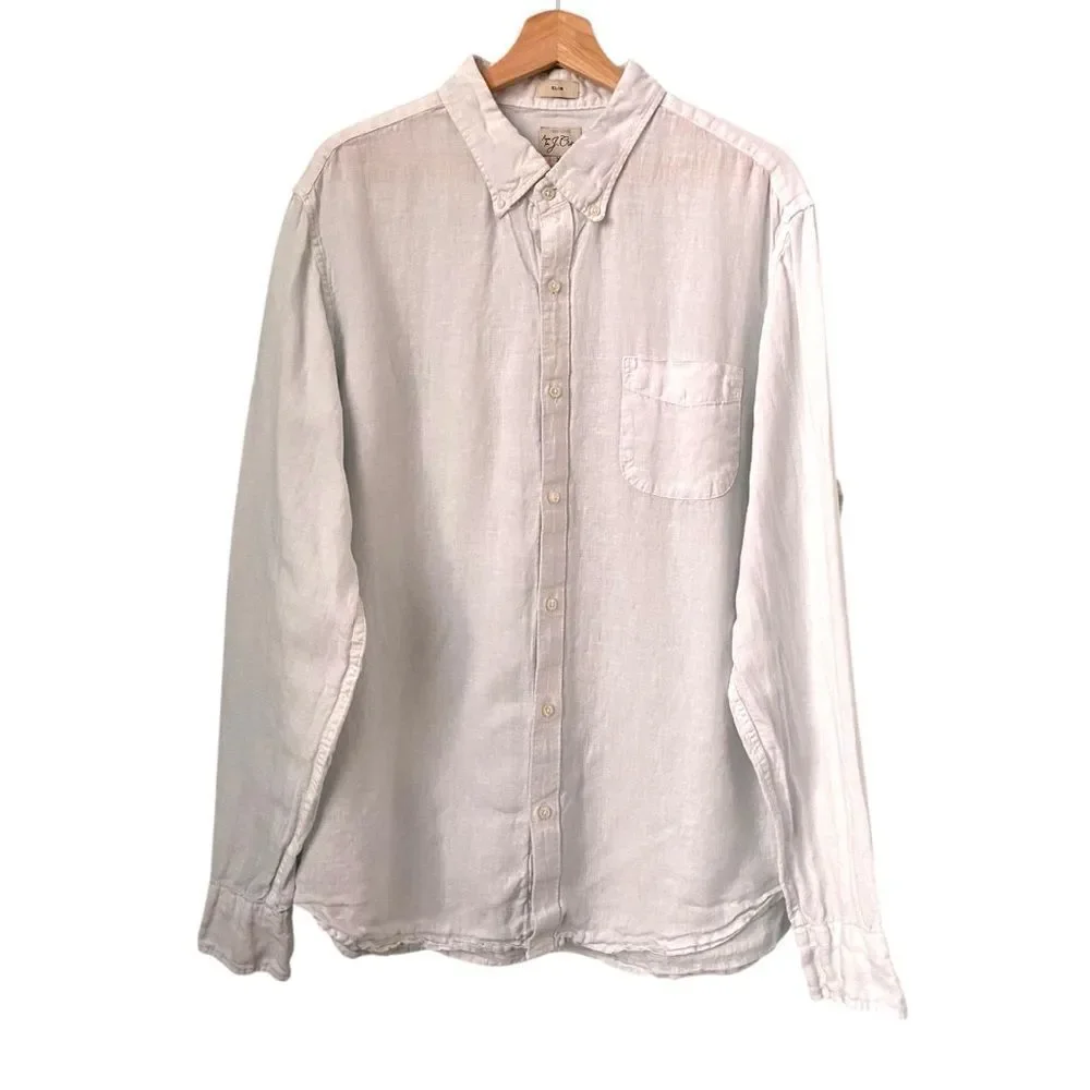 J. Crew Slim Baird McNutt Irish linen Shirt in White Size XL